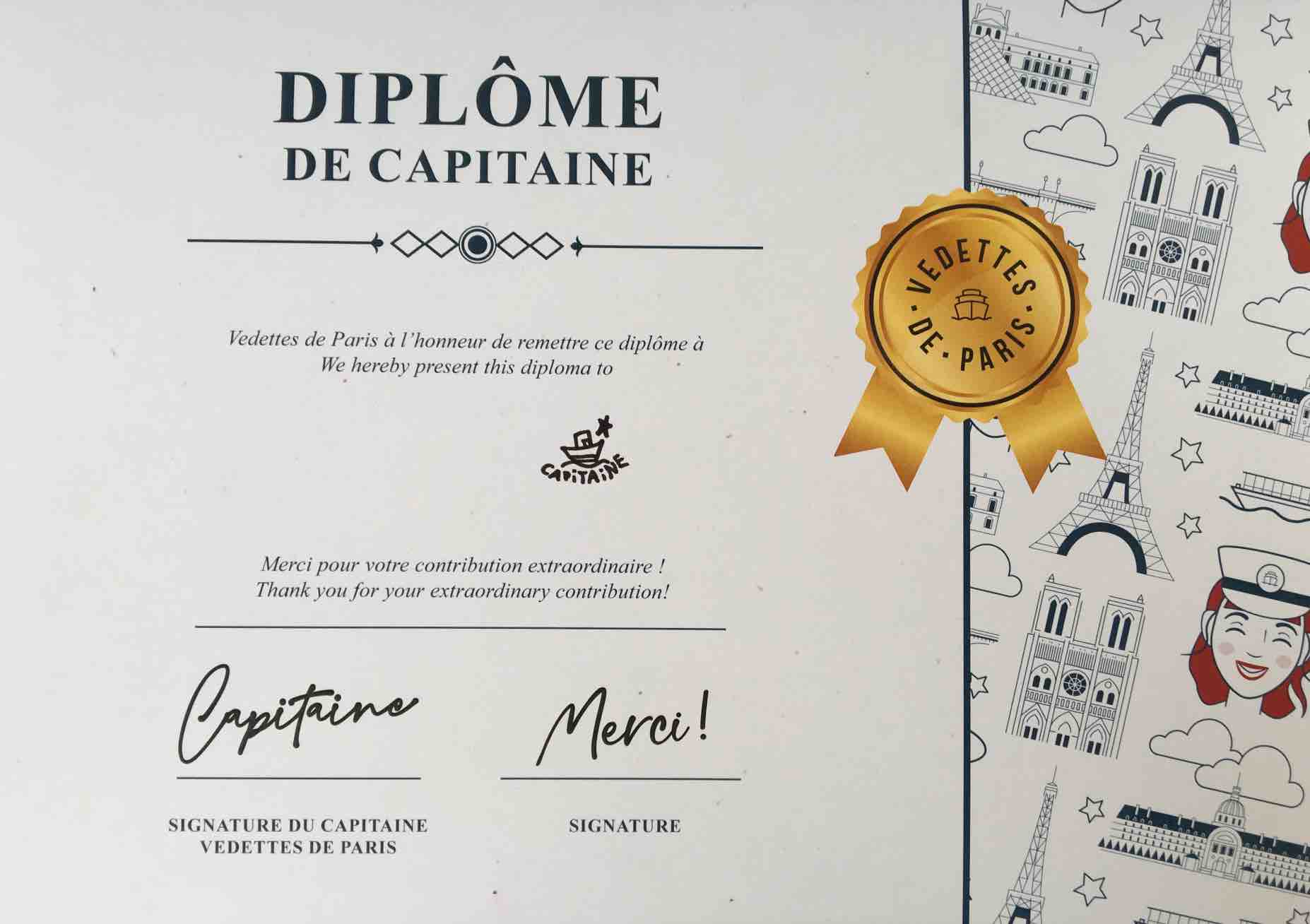 diplome de capitaine la croisière famille des vedettes de paris