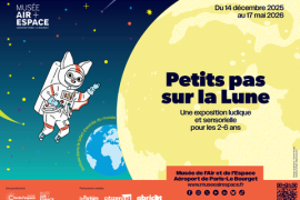 Affiche de l'exposition - Petits pas sur la lune- au Musée de l'Air et de l'Espace-2025-2026