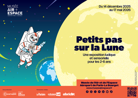 Affiche de l'exposition - Petits pas sur la lune- au Musée de l'Air et de l'Espace-2025-2026