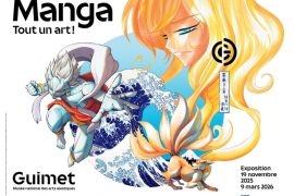 Affiche de l'exposition "Manga. Tout un art !" au Musée Guimet jusqu'au 9 mars 2026