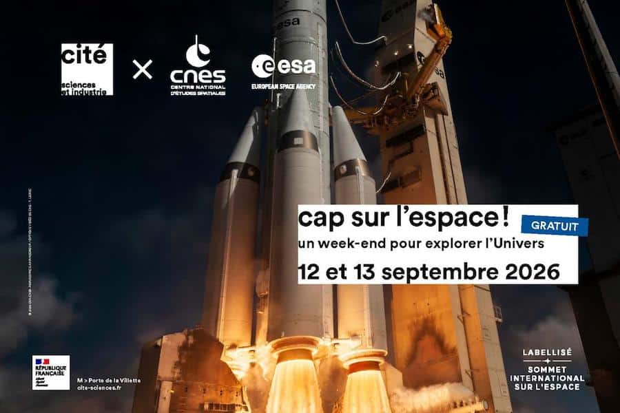 Affiche Week-end en en famille - Cap sur l'espace - à la Cité des Sciences - les 12 et 13 septembre 2026
