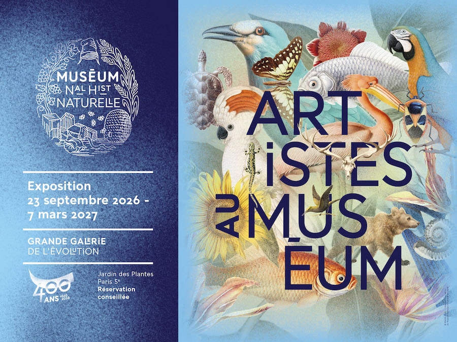 Affiche de l'exposition "Artistes au Museum" - Au Muséum d'histoire Naturelle - du 23 septembre 2026 au 7 mars 2027