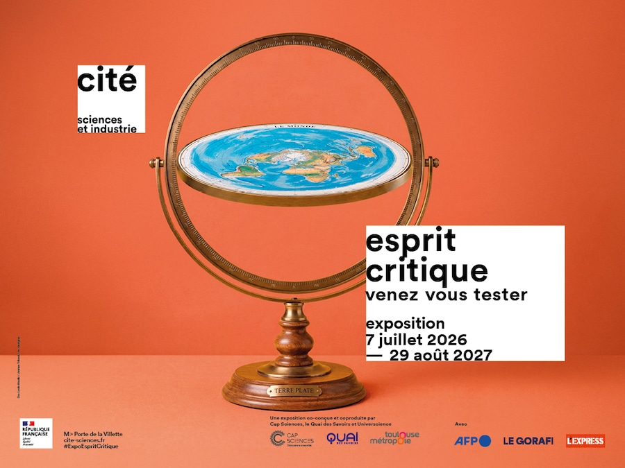 Poster of the exhibition "Critical Thinking" at La Cité des Sciences 2026-2027