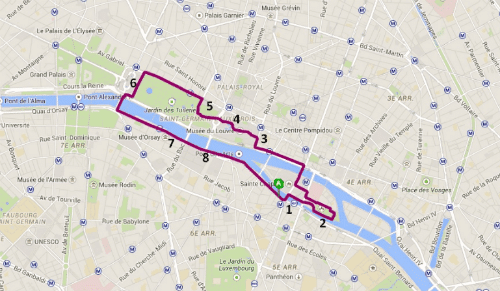 nice route in Paris on electric scooter
