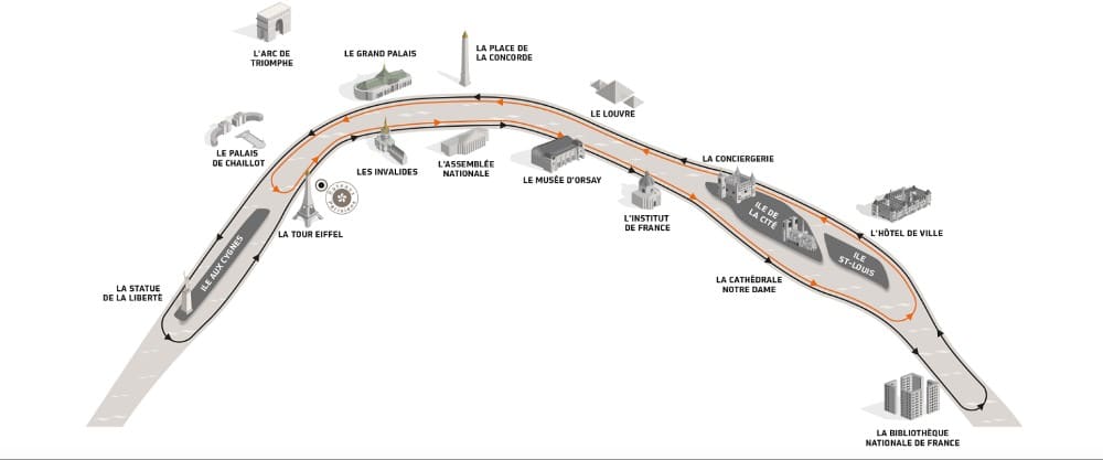 the Bateaux Parisiens cruise route