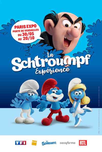 Poster of the Smurf experience at Paris Expo Porte de Versailles