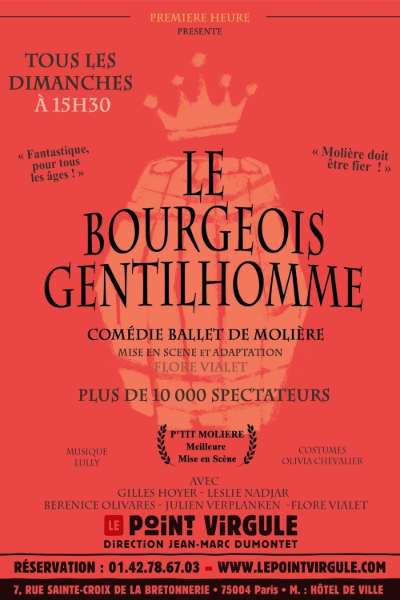 Le bourgeois Gentillhomme au theatre du Point Virgule à Paris