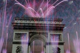 New Year's Day in Paris - big fireworks show on the Champs-Elysées