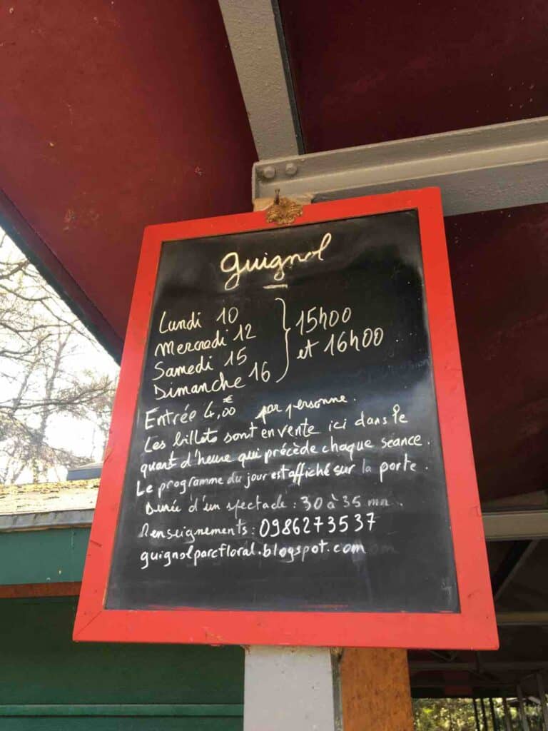 horaires du guignol au parc floral