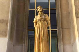 statue on the esplanade of the Trocadero