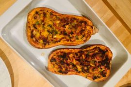recipe for butternut stuffed with bacon and onions