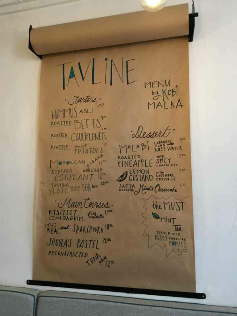 tavline menu